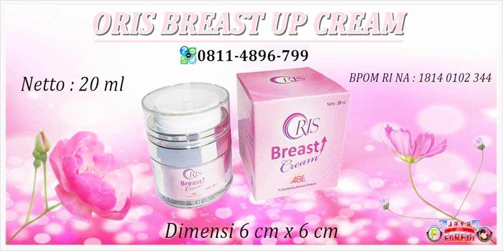 Kemasan Oris Breast Cream berdimensi 6 x 6 cm, Dengan Netto 20 ml. Untuk digunakan 1-3 minggu tergantung kebutuhan dan volume/ukuran payudara. 